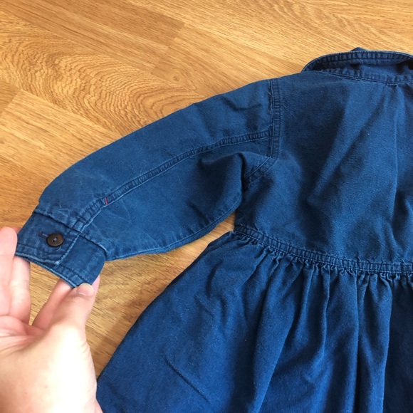 Vintage Hanna Andersson USA Made 100 4T Denim Long Sleeve Dress - Picture 6 of 6